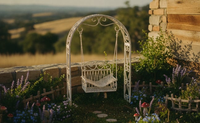 Miniature Antique White Arch Swing