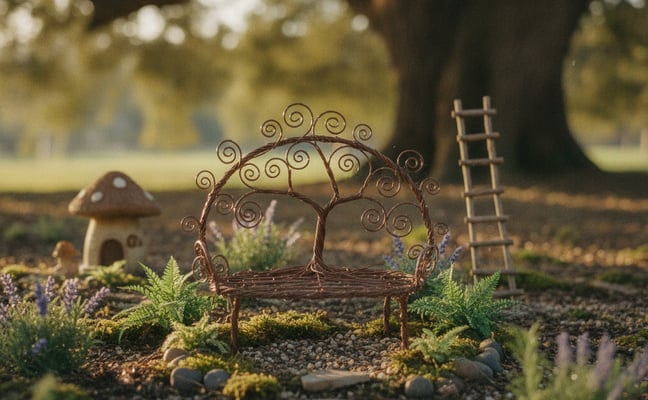 Miniature Brown Wire Tree Ring Bench