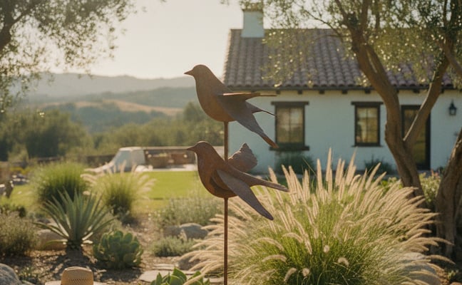 Metal Rustic Double Birds Balancer Stake