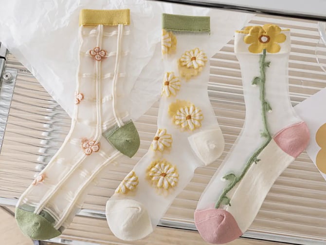 Floral Summer Sheer Mesh Socks